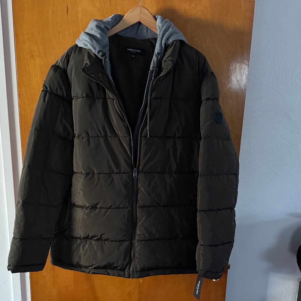 Kenneth Cole Puffer Jacket Mens Large Green